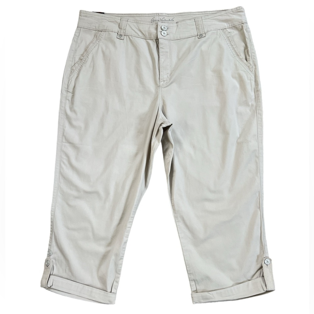 Gloria Vanderbilt Tan Roll Cuff Skimmer Capri‎ Pants Size: 16 NEW